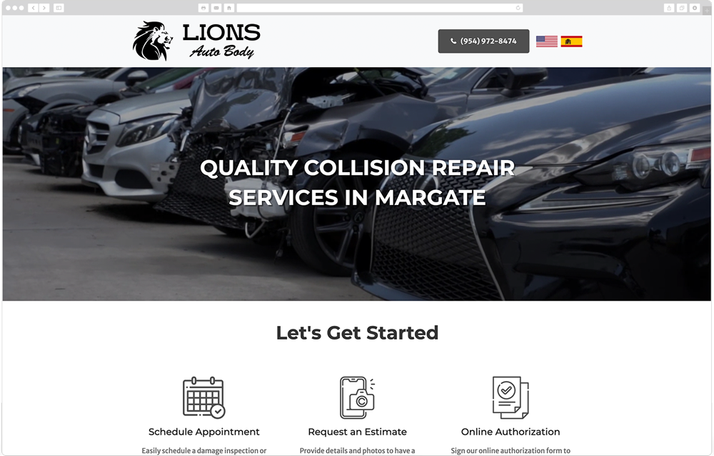 AI-powered marketing for an auto body shop website