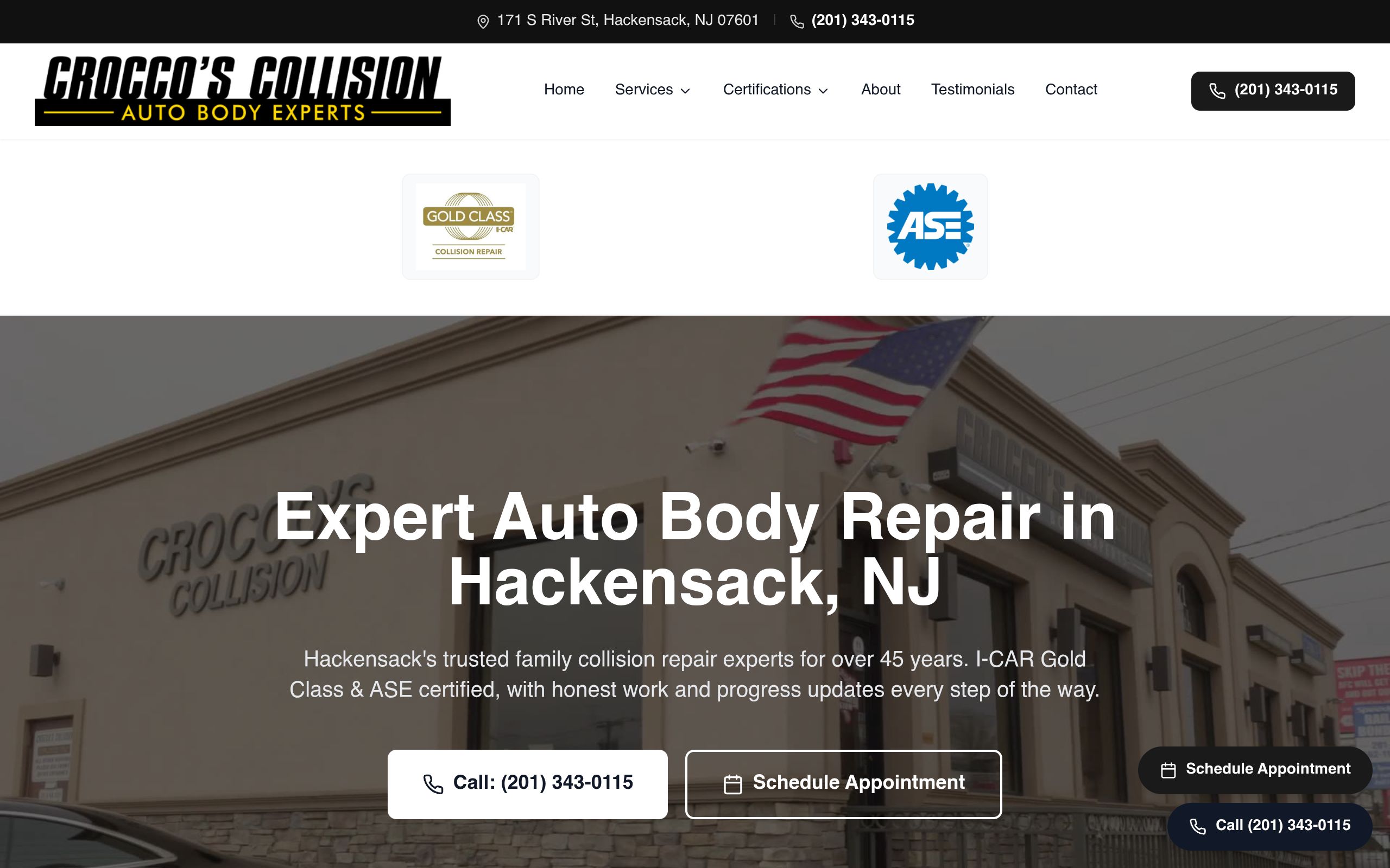 Crocco's Collision homepage built by Start2Finish